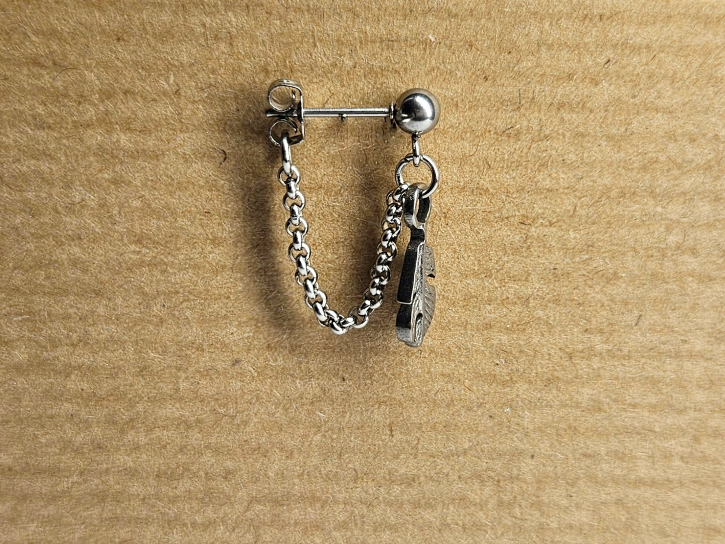 Stainless Steel Feather Cartilage Chain Earring