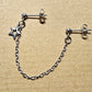 Helix to Lobe Piercing Chain Earring with Hollow Star Charm. Stainless Steel