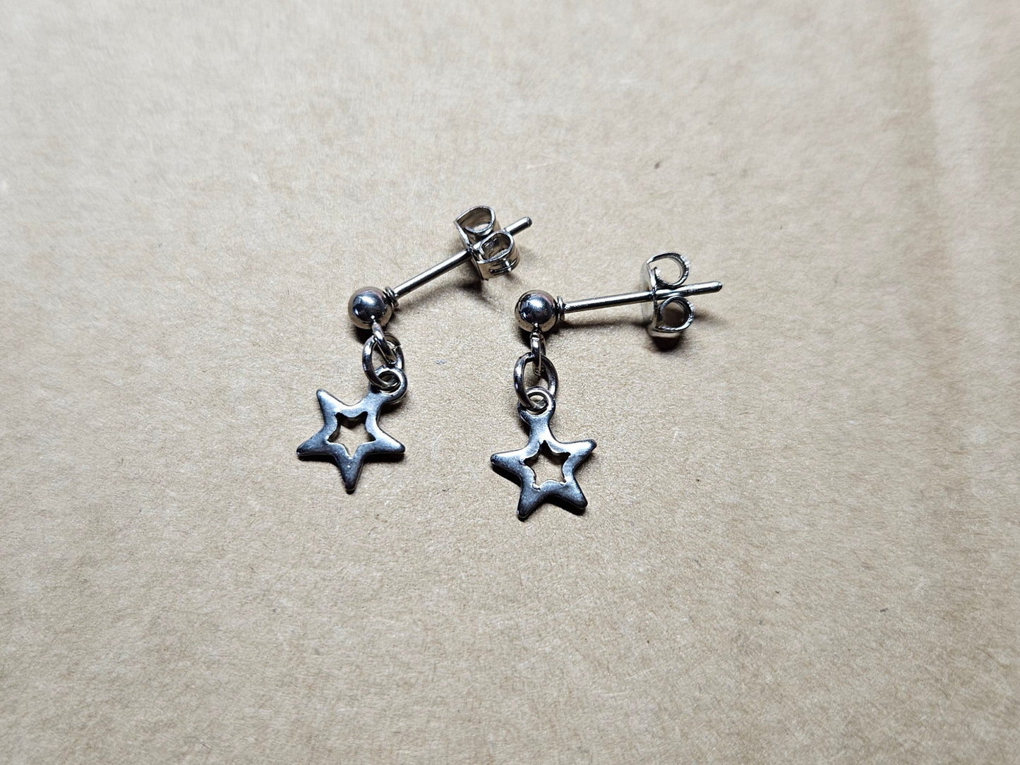Stainless Steel Hollow Star Dangly Stud Earrings
