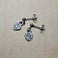 Stainless Steel CZ Heart Dangly Stud Earrings