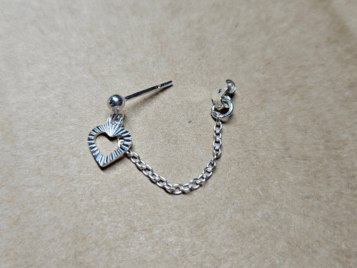 Sterling Silver Hollow Heart Helix Cartilage Earring