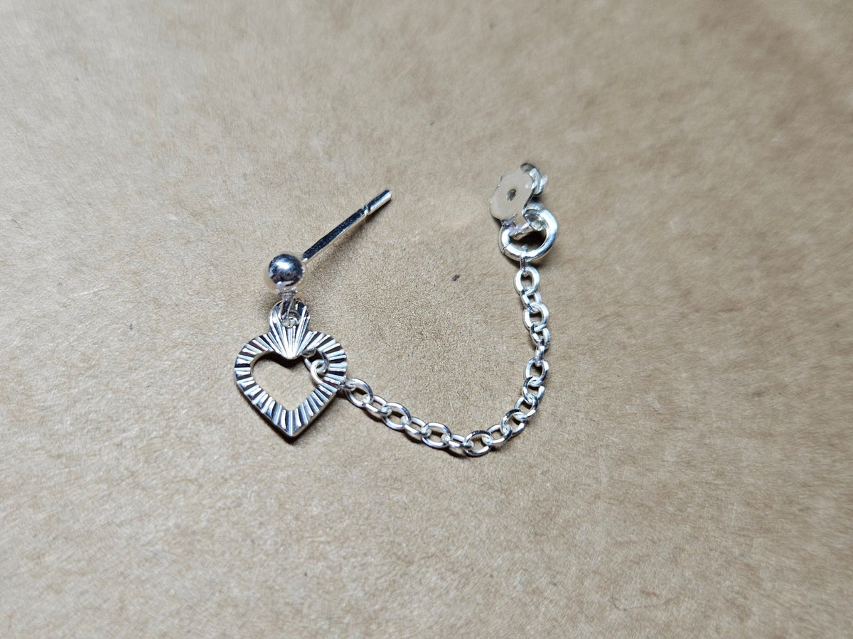 Sterling Silver Hollow Heart Helix Cartilage Earring
