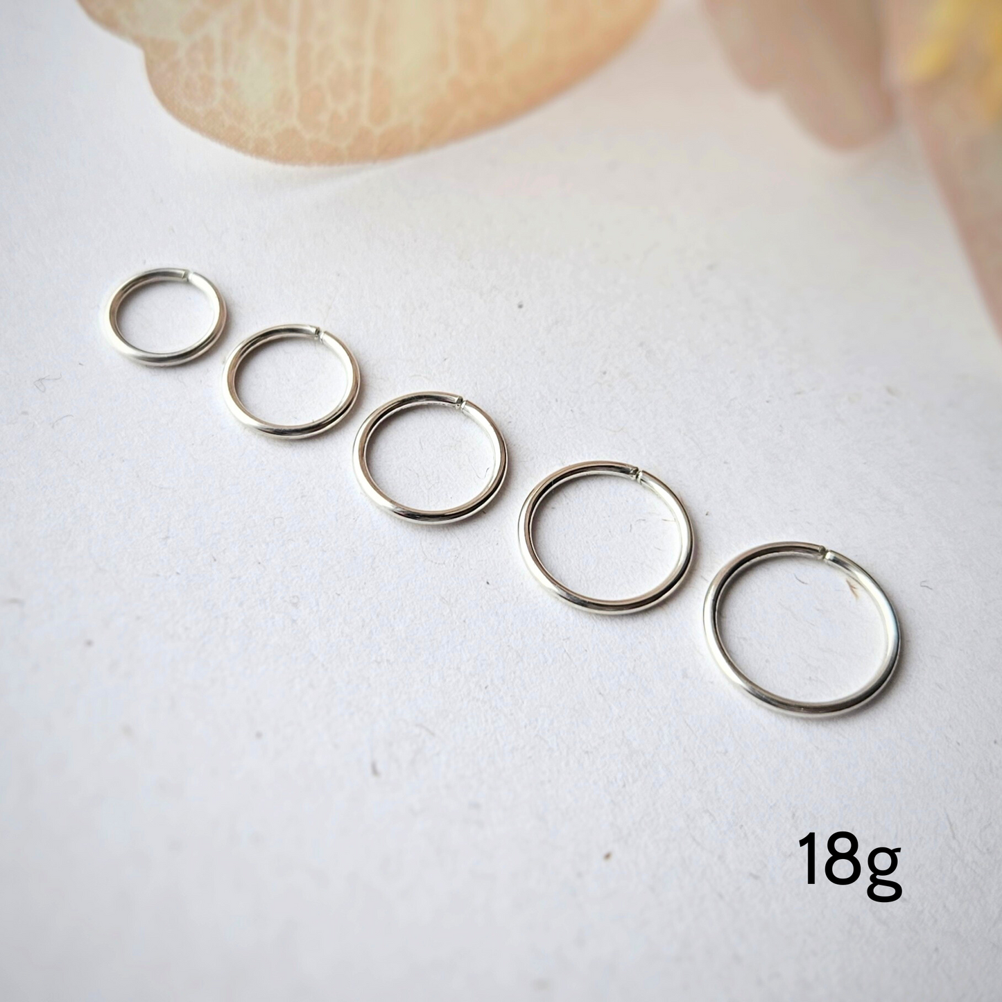 18g gauge helix cartilage pierced hoop sterling silver