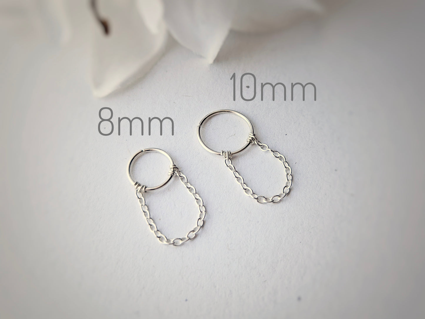 20g 18g Chain Cartilage Hoop Sterling Silver