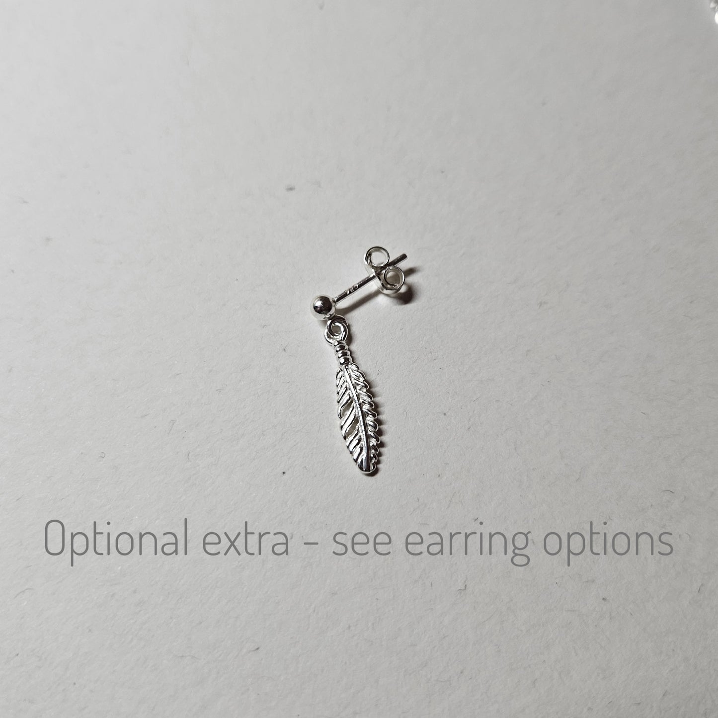 Feather Helix to Lobe Chain Earring Sterling Silver