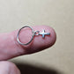20g 18g 16g Tiny Cross Charm Helix Cartilage Hoop. Sterling Silver