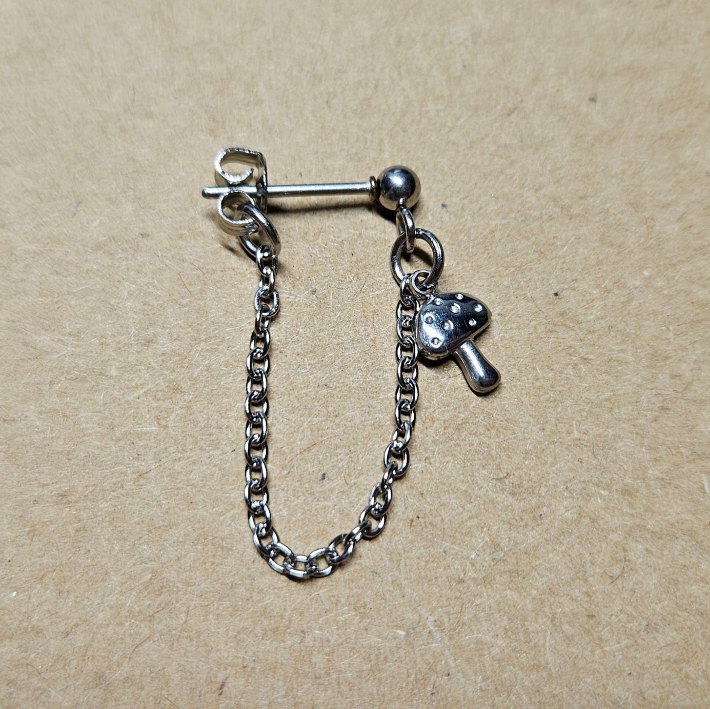 Stainless Steel Mushroom Cartilage Chain Earring