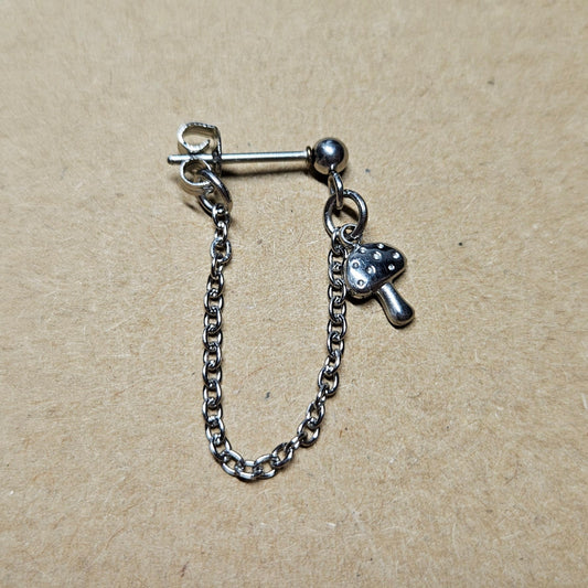 Stainless Steel Mushroom Cartilage Chain Earring