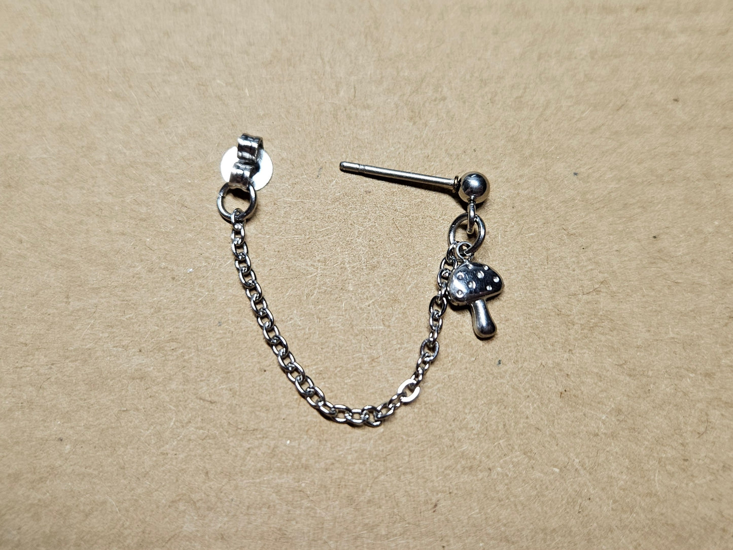Stainless Steel Mushroom Cartilage Chain Earring