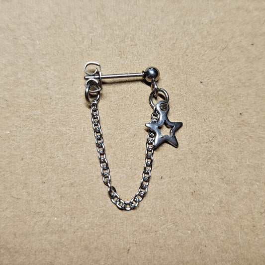 Stainless Steel Hollow Star Cartilage Chain Earring