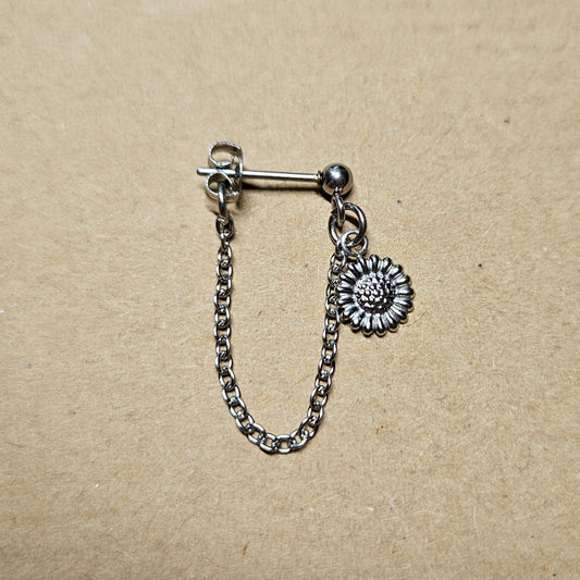 Stainless Steel Flower Cartilage Chain Earring