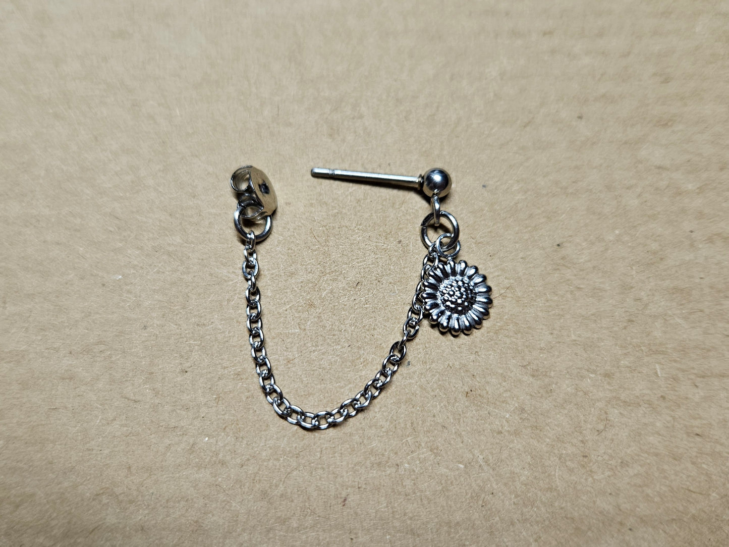 Stainless Steel Flower Cartilage Chain Earring