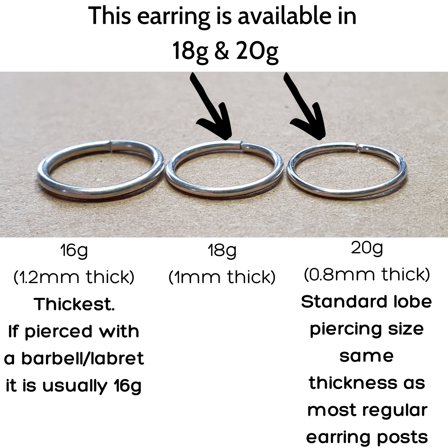 Star Charm Sterling Silver Helix Cartilage Hoop. 8mm 10mm