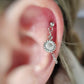 Stainless Steel Flower Cartilage Chain Earring