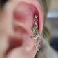 Moon and Star Charm Stainless Steel Cartilage Earring