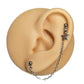 Helix to Lobe Piercing Chain Earring with Hollow Star Charm. Stainless Steel