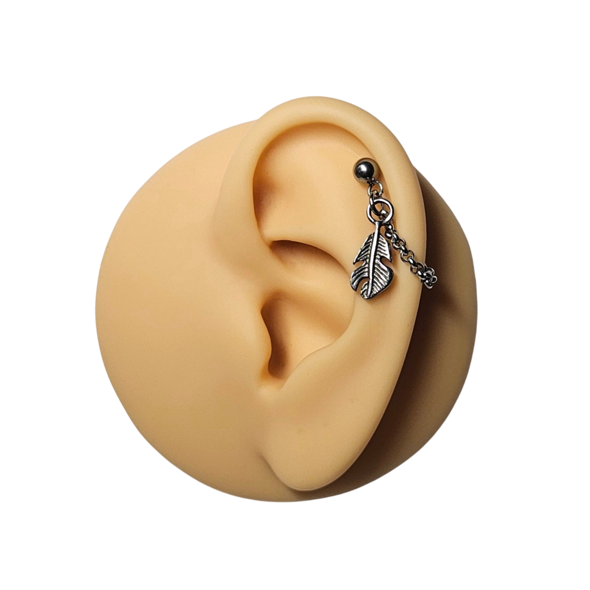 Stainless Steel Feather Cartilage Chain Earring