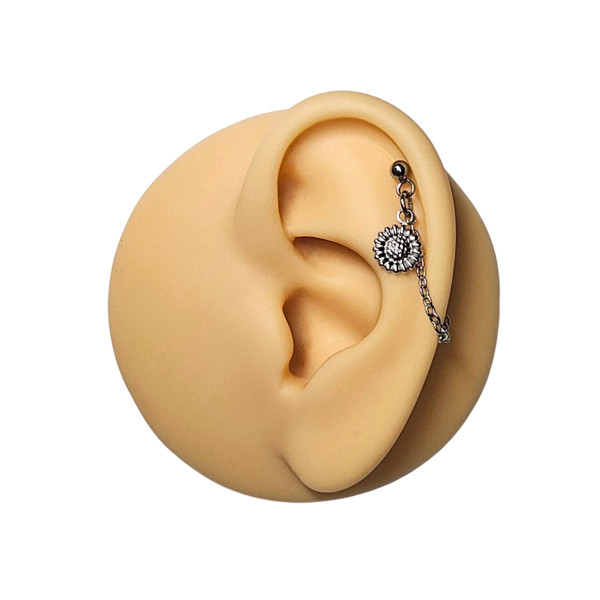 Stainless Steel Flower Cartilage Chain Earring