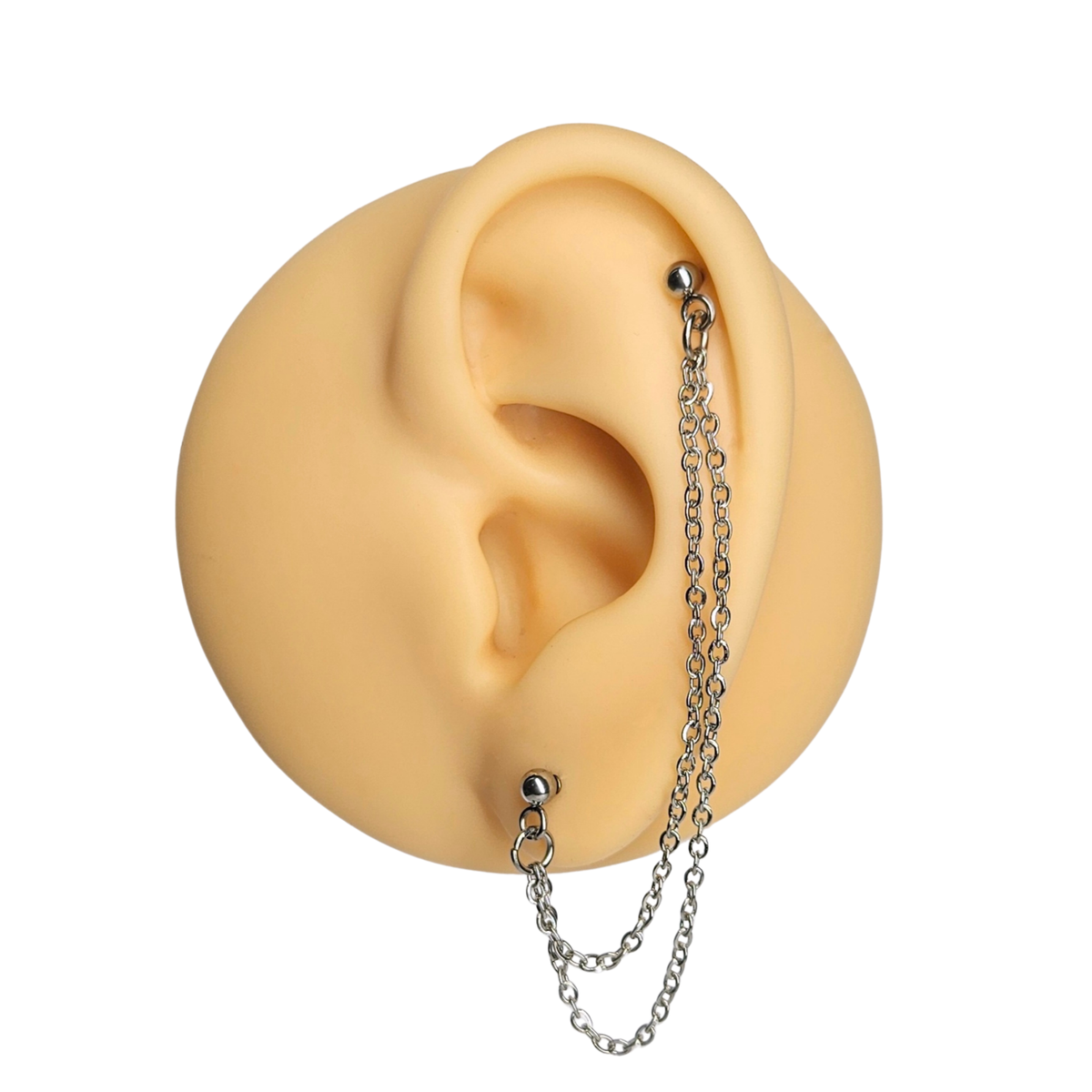 Stainless Steel Double Chain Helix Cartilage to Lobe Earring