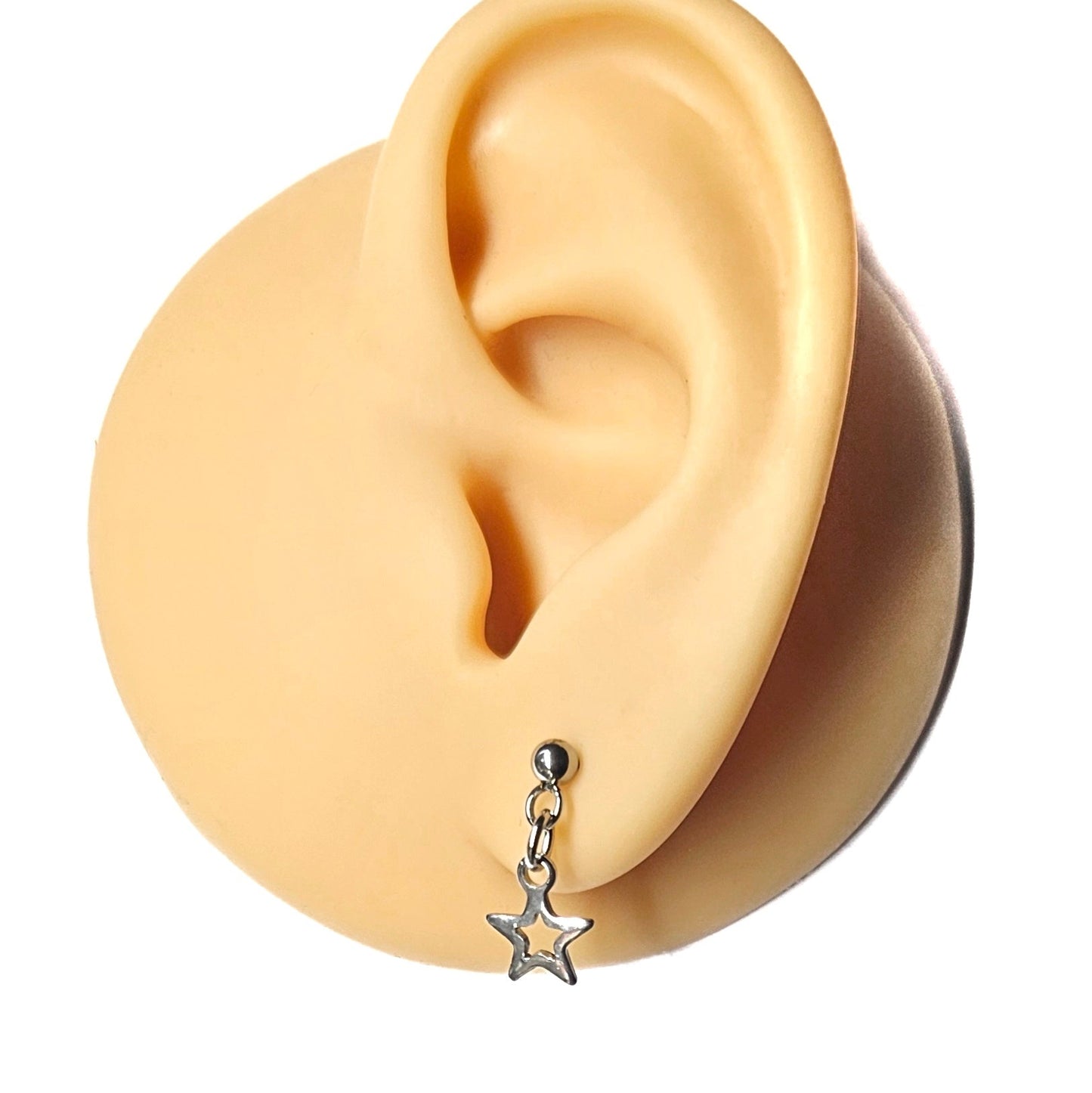 Stainless Steel Hollow Star Dangly Stud Earrings