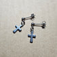 Stainless Steel Cross Dangly Stud Earrings