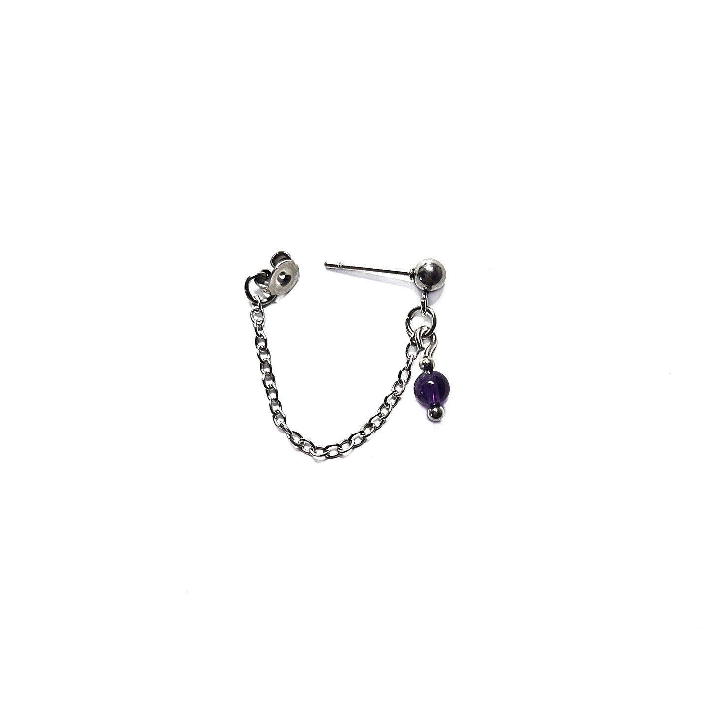 Amethyst stainless steel chain earring
