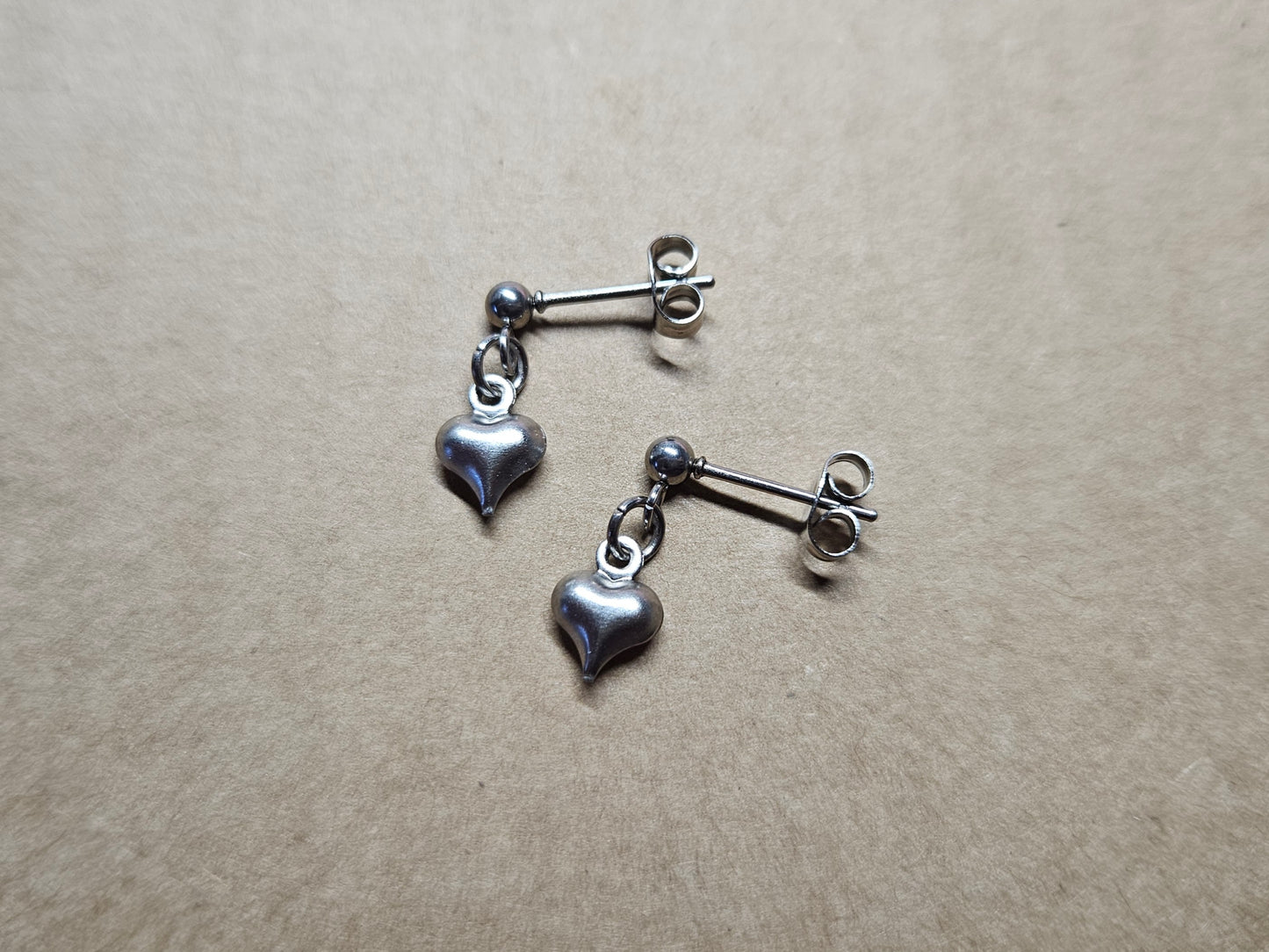 Stainless Steel Heart Dangly Stud Earrings