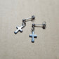 Stainless Steel Cross Dangly Stud Earrings