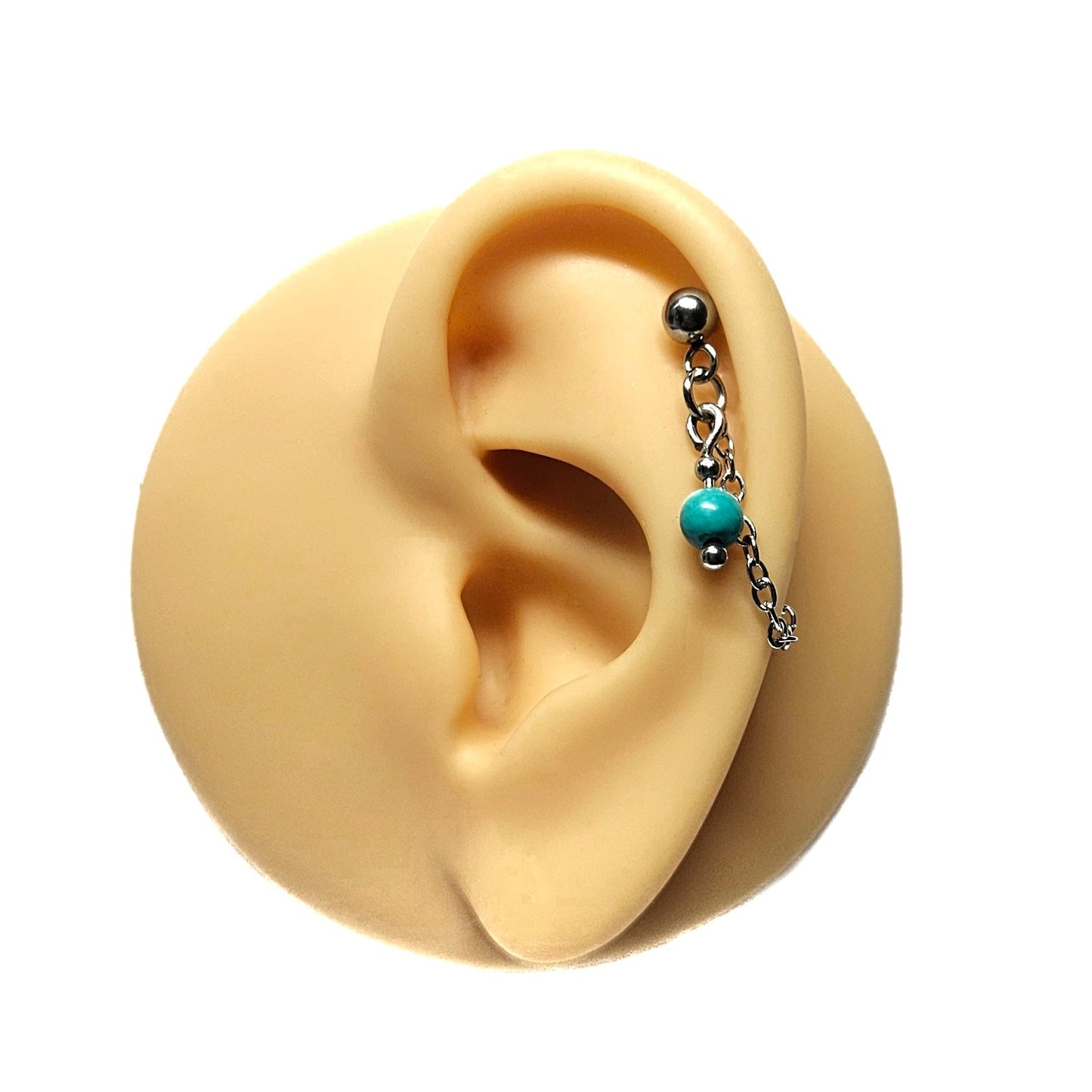 Turquoise stainless steel chain earring