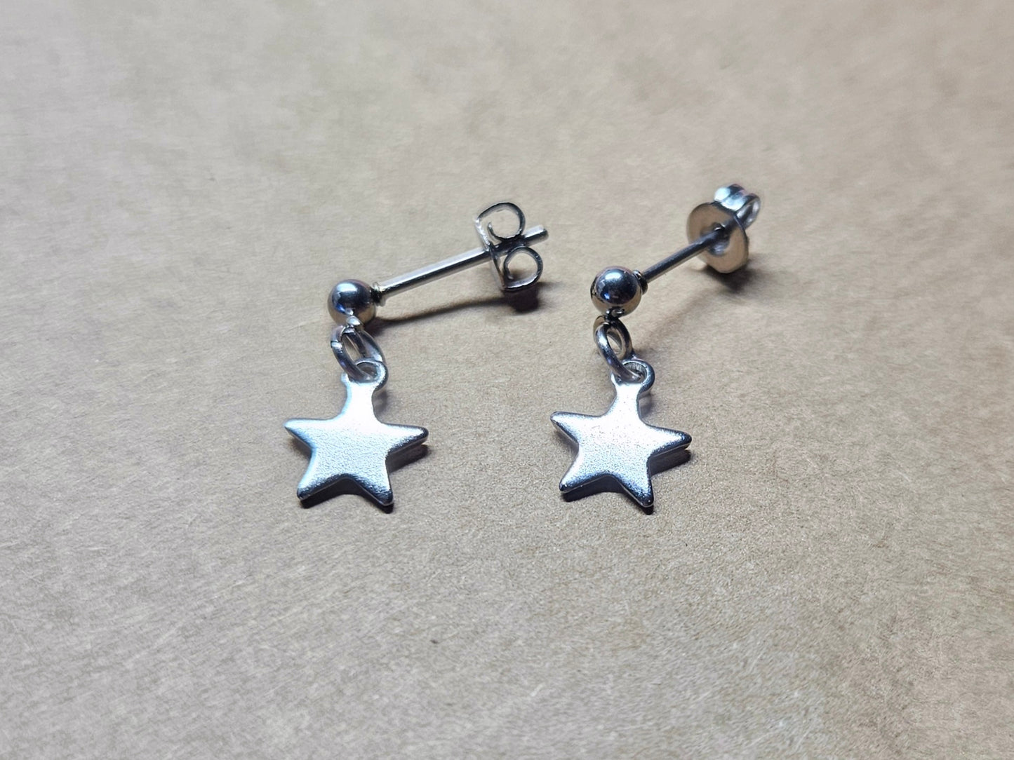 Stainless Steel Star Dangly Stud Earrings