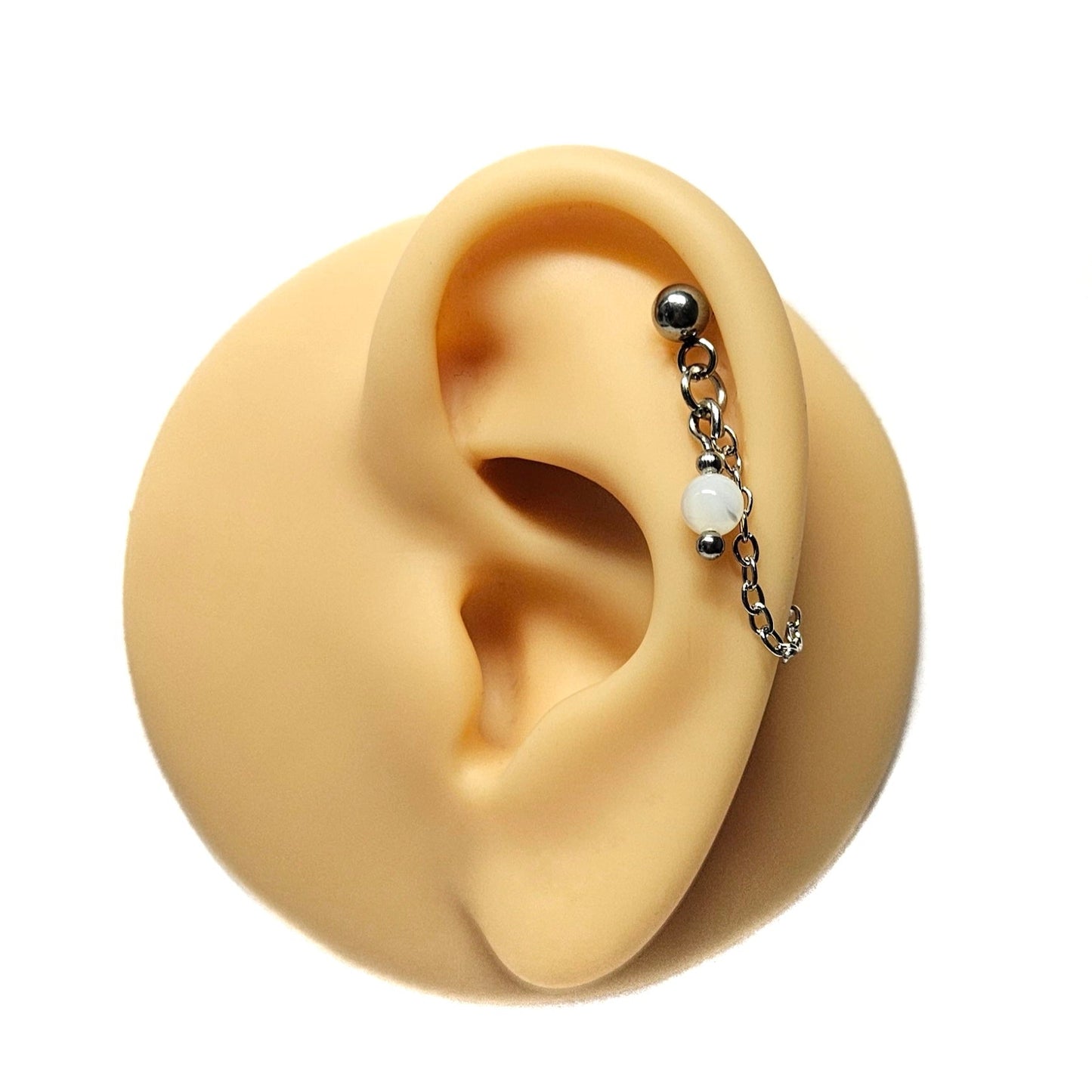 Mother of pearl stainless steel chain earring