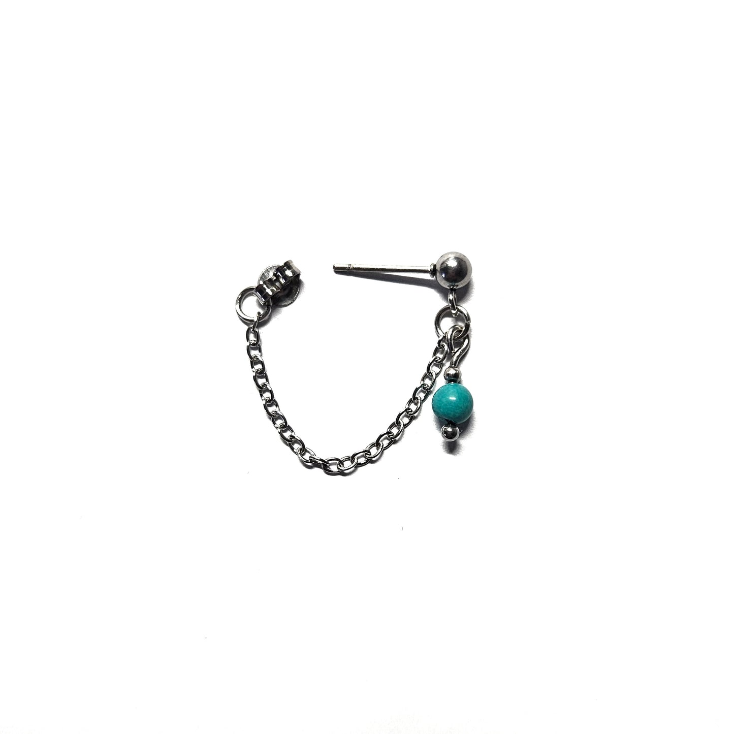 Turquoise stainless steel chain earring