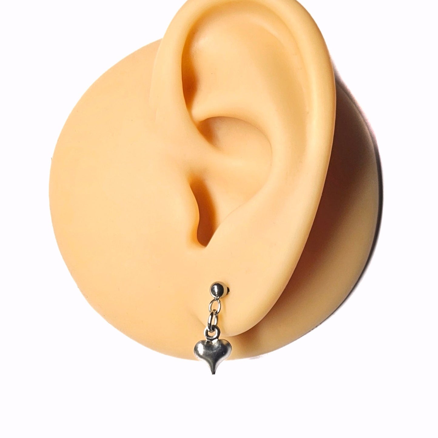 Stainless Steel Heart Dangly Stud Earrings