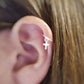 20g 18g 16g Tiny Cross Charm Helix Cartilage Hoop. Sterling Silver