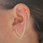 Triple Piercing Helix to Double Lobe Chain Earring. Sterling Silver