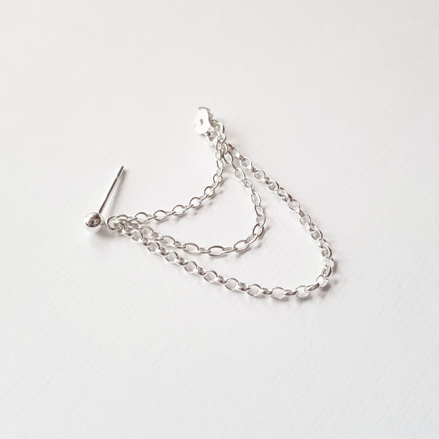 Triple chain earring helix piercing silver