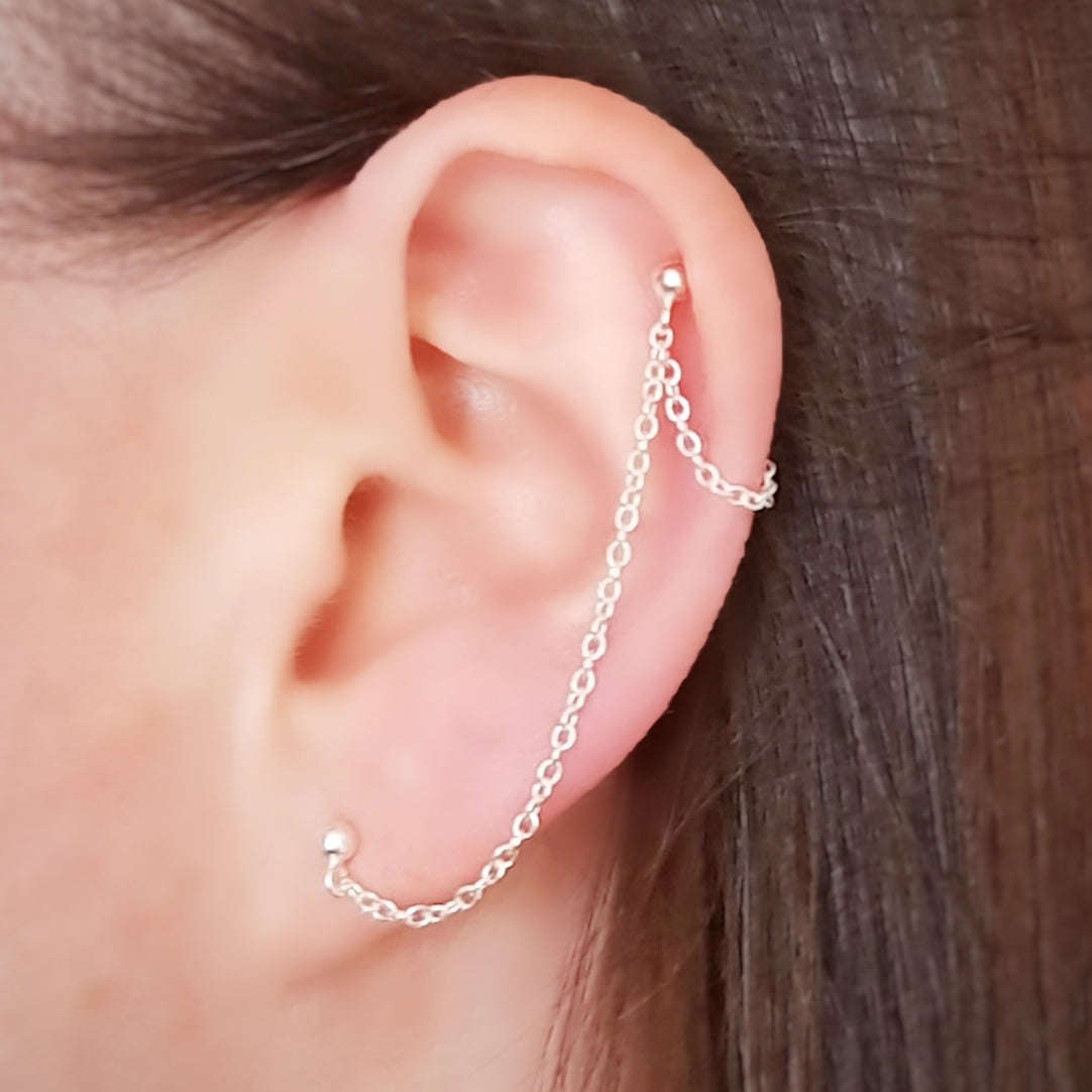 Sterling silver helix to lobe earring