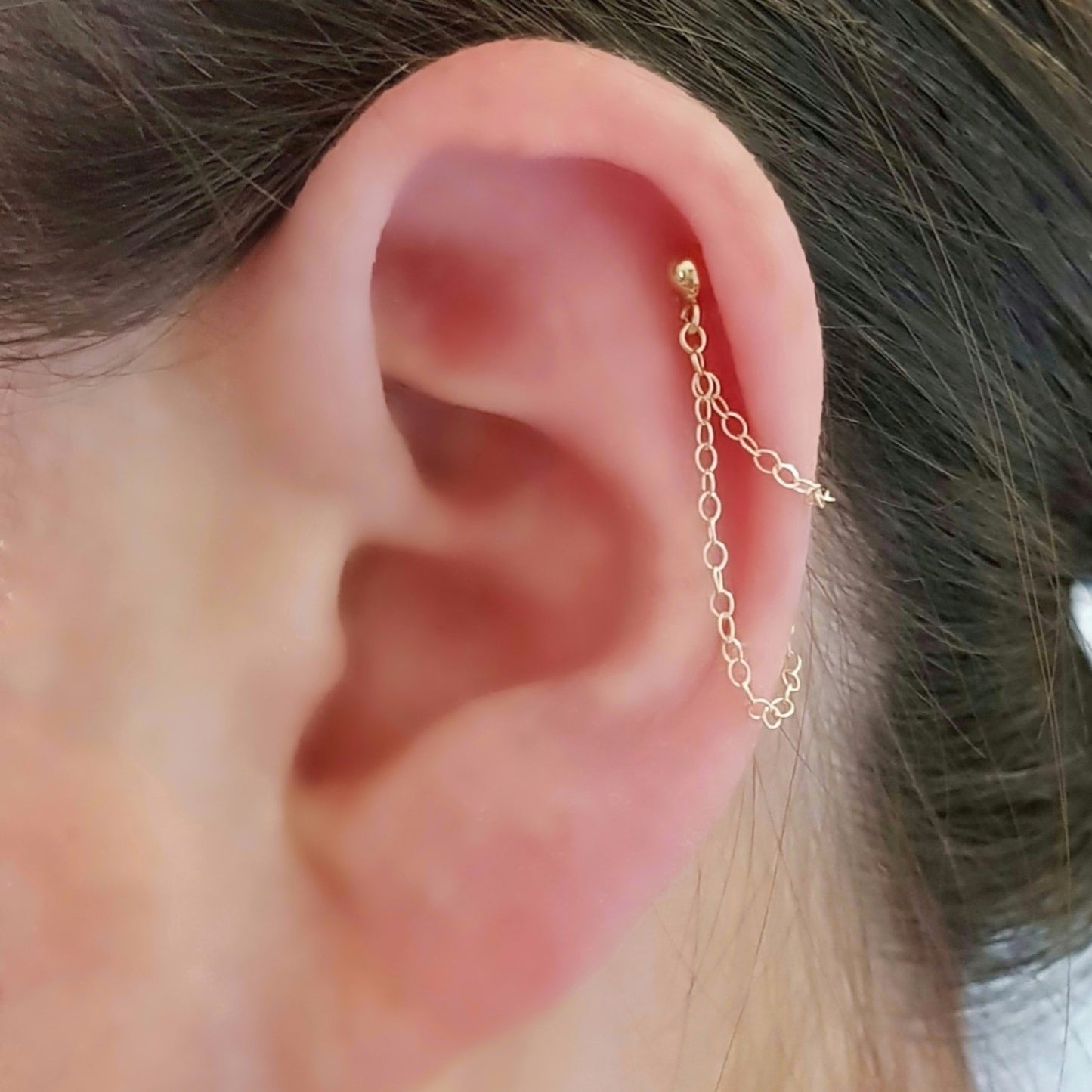 gold filled helix cartilage chain earring
