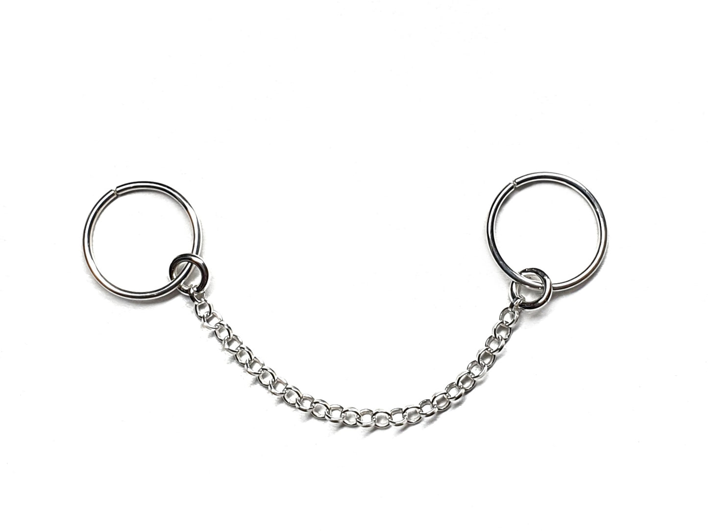 Industrial Scaffold Chain Earring. Hoop and Chain. 925 Sterling Silver. 8mm 10mm