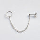 Sterling Silver Helix Cartilage Hoop to Lobe Chain Double Piercing Earring.