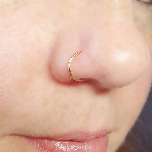 Gold filled nose hoop ring seamless