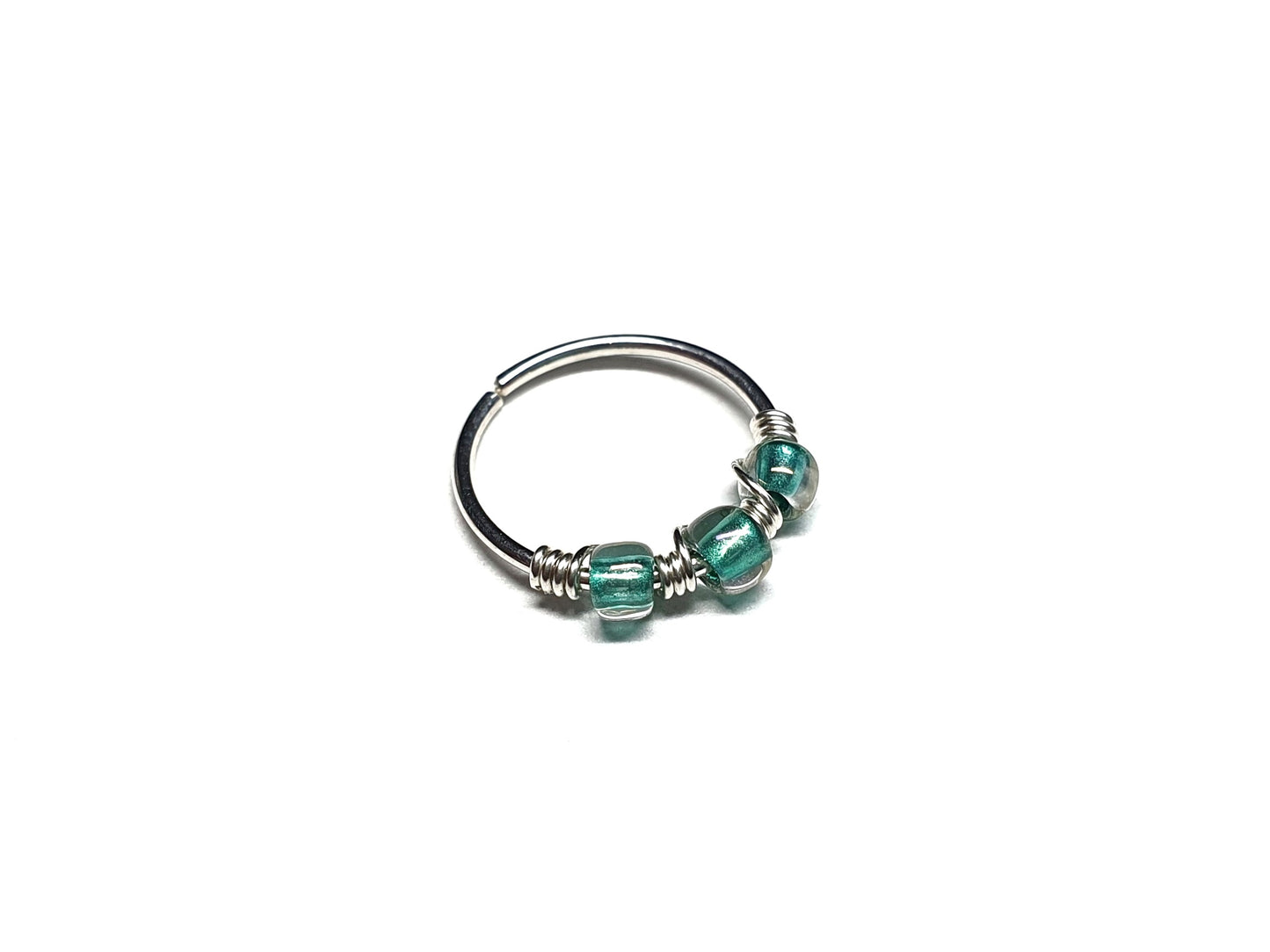 Clear Turquoise Sterling Silver Helix Cartilage Seamless Hoop 20g 8mm or 10mm Inside Diameter