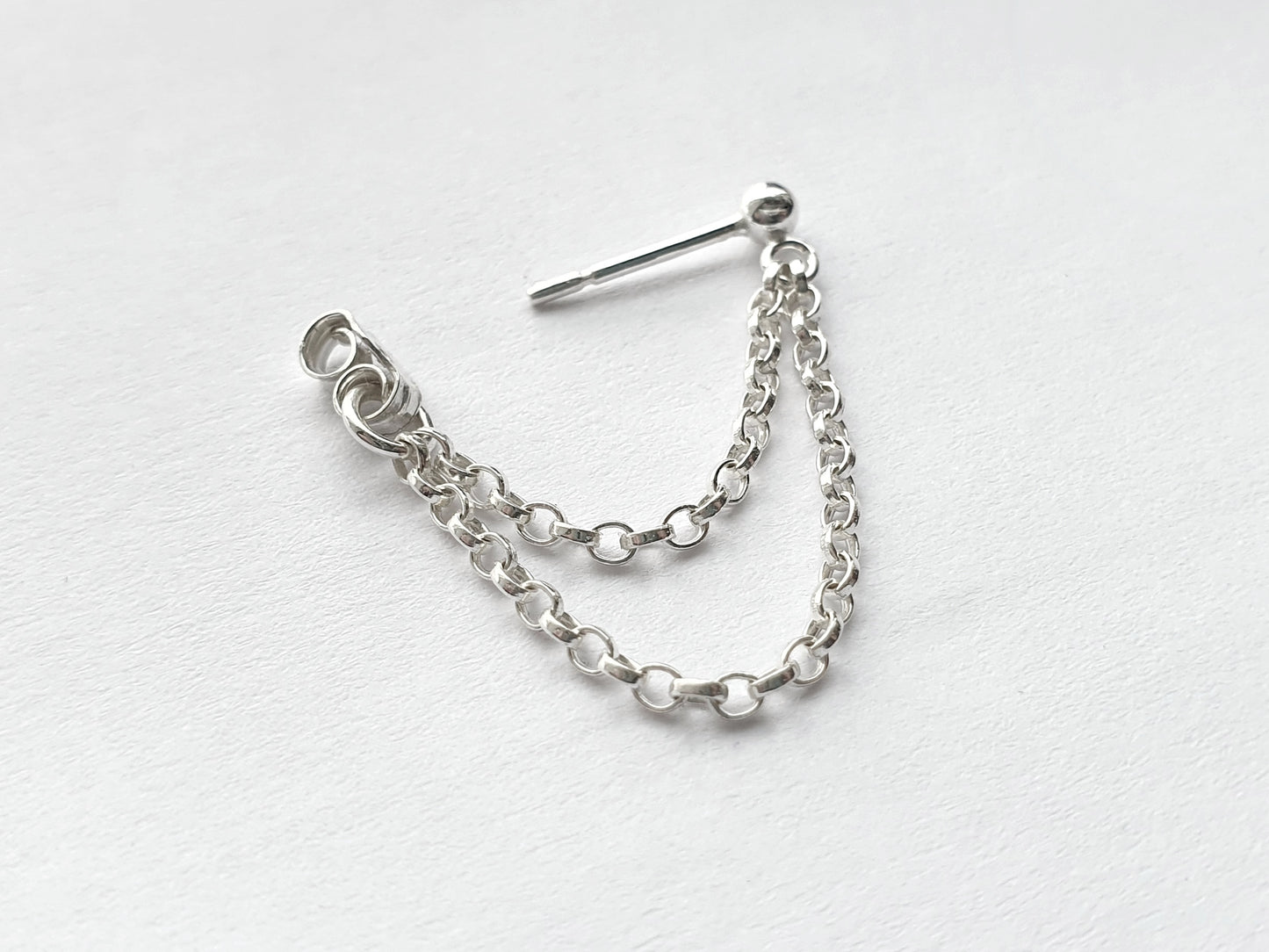 Sterling Silver Double Chain Helix Piercing Earring