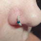 Sterling Silver 20g Beaded Helix Cartilage Nose Seamless Hoop Earring. Rainbow Teal. 8mm or 10mm