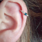 Sterling Silver 20g Beaded Helix Cartilage Nose Seamless Hoop Earring. Rainbow Teal. 8mm or 10mm
