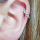 Clear Turquoise Sterling Silver Helix Cartilage Seamless Hoop 20g 8mm or 10mm Inside Diameter