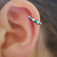 Rainbow Teal Bead Sterling Silver 18g 20g Beaded Helix Cartilage Seamless Hoop Earring.