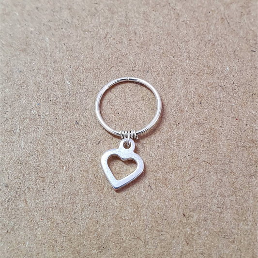 hollow heart charm helix cartilage hoop sterling silver